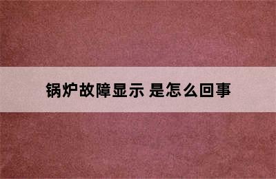 锅炉故障显示 是怎么回事